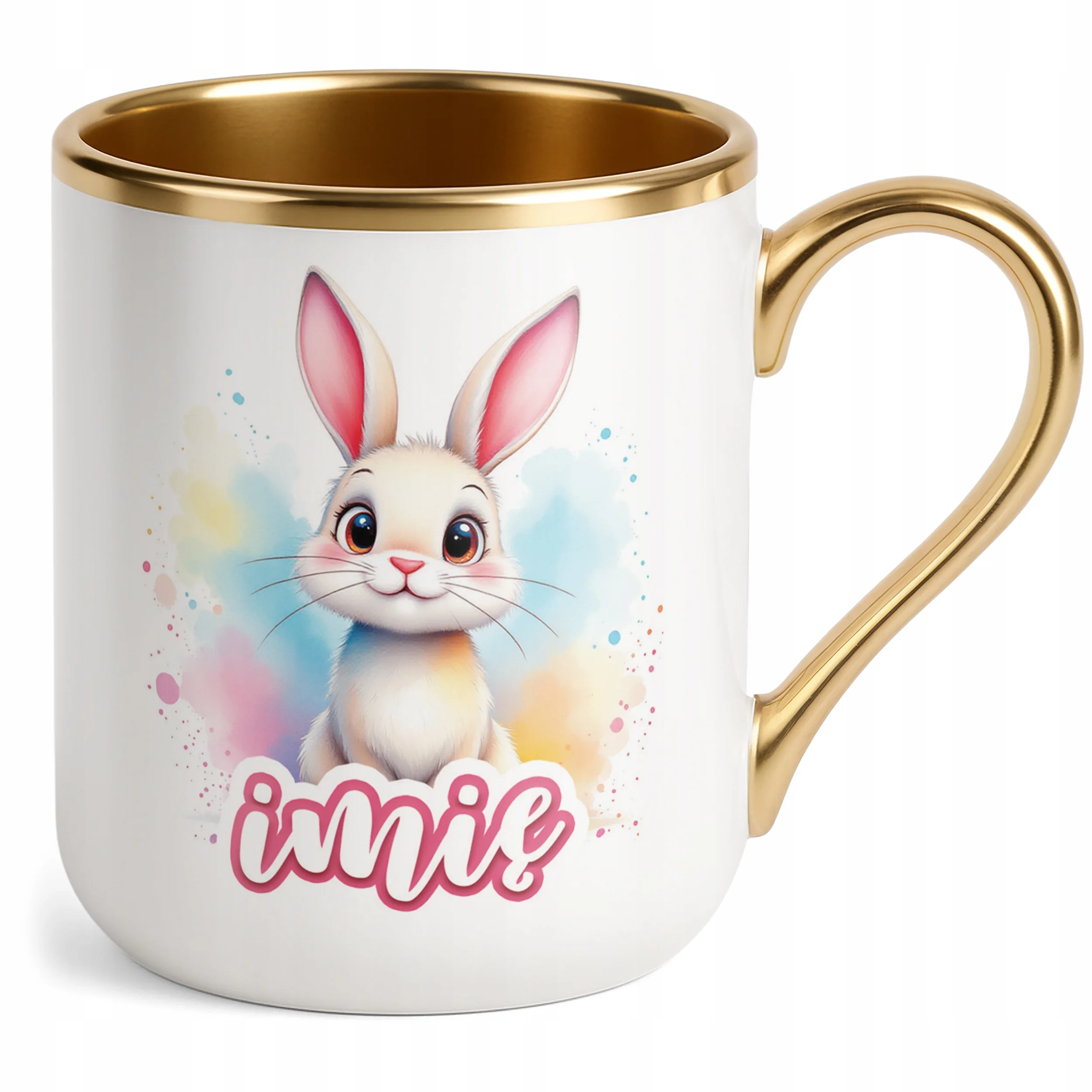 Kubek Premium Złoty Personalizowany Wielkanoc Prezent Zając Wiosna