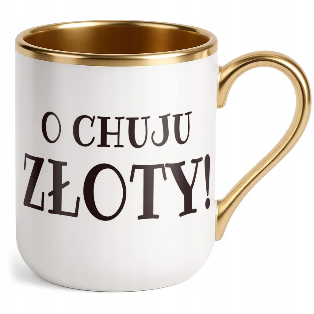 Kubek Premium Złoty O Ch*ju Złoty Śmieszny Zabawny Prezent