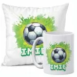 Zestaw Personalizowany Kubek + Poduszka 38×38 cm Piłka Nożna Dla Piłkarza