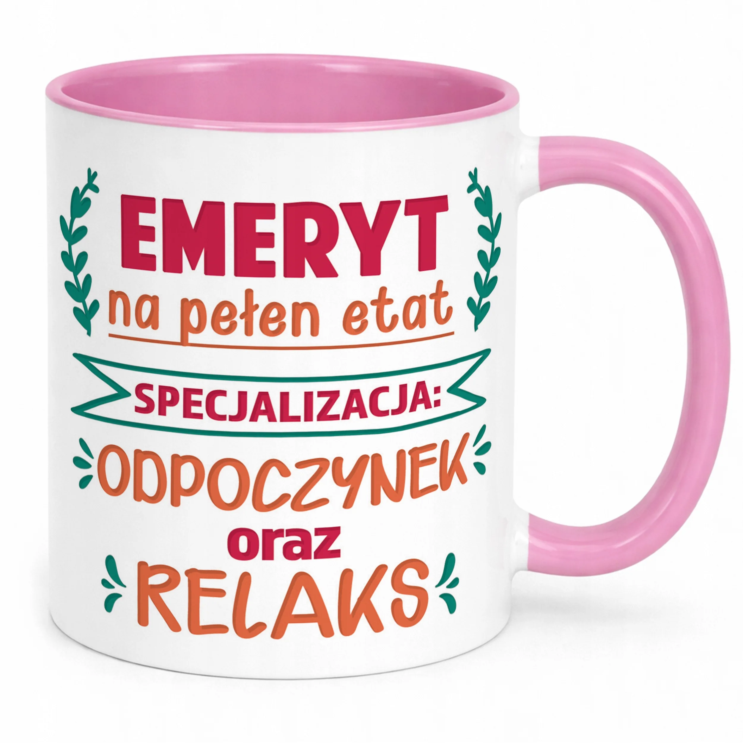 Kubek Różowy z okazji Emerytury Dla Emeryta Prezent Upominek
