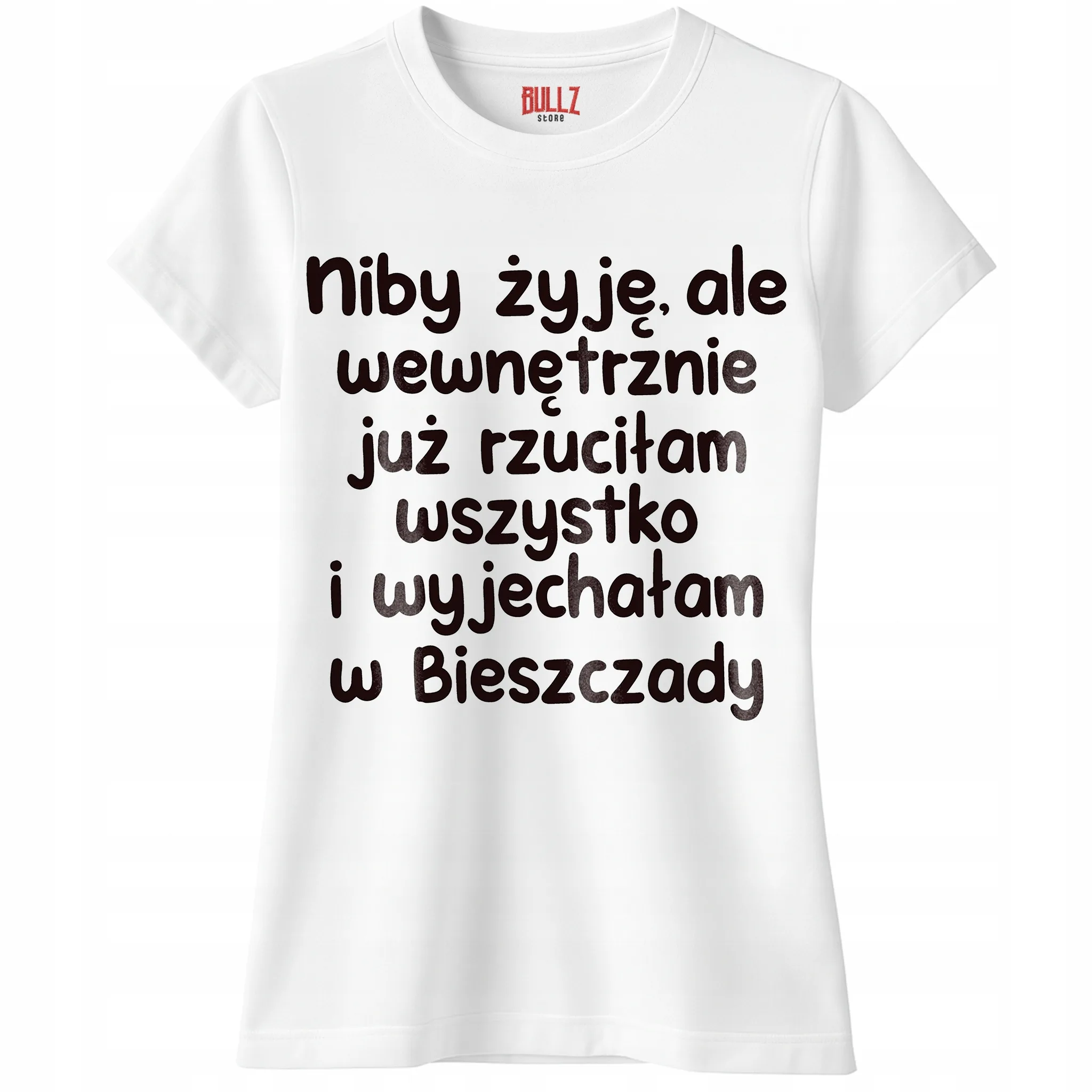Koszulka biała damska Niby Żyję Ale Wewnętrznie Zabawny Prezent