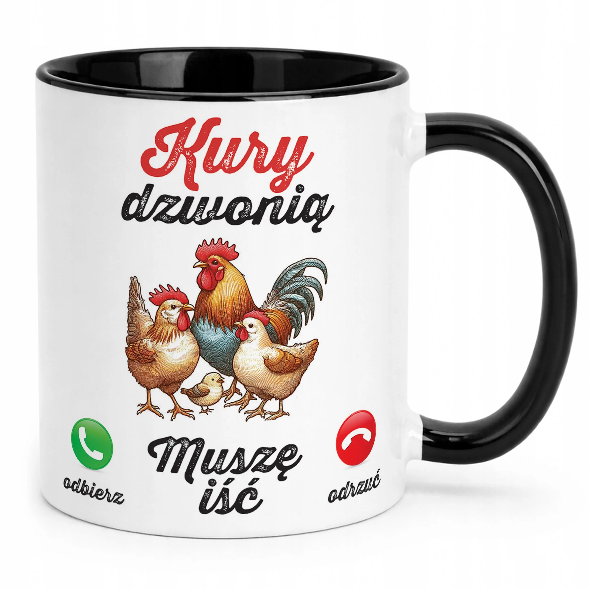 Kubek Czarny Kury Dzwonią Dla Hodowcy Kur Rolnika Prezent