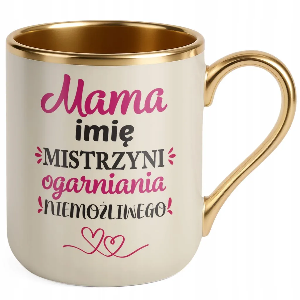 Kubek Premium Złoty Ecru Personalizowany Dzień Matki Dla Mamy