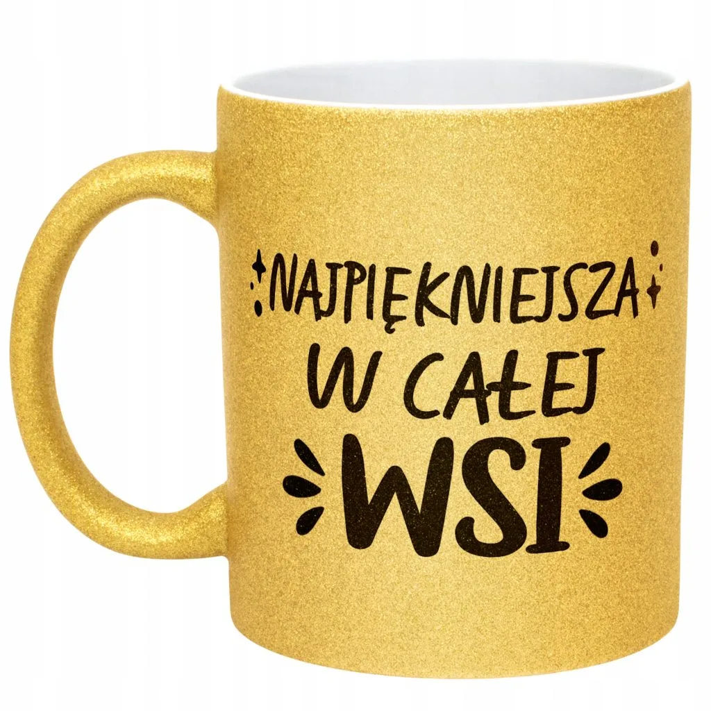Złoty kubek brokatowy Dzień Kobiet Zabawny Prezent Upominek Dla Kobiety