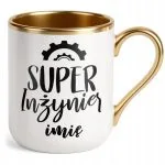 Kubek Premium Złoty Personalizowany Super Inżynier Prezent Upominek