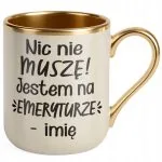 Kubek Premium Złoty Ecru Personalizowany z okazji Emerytury