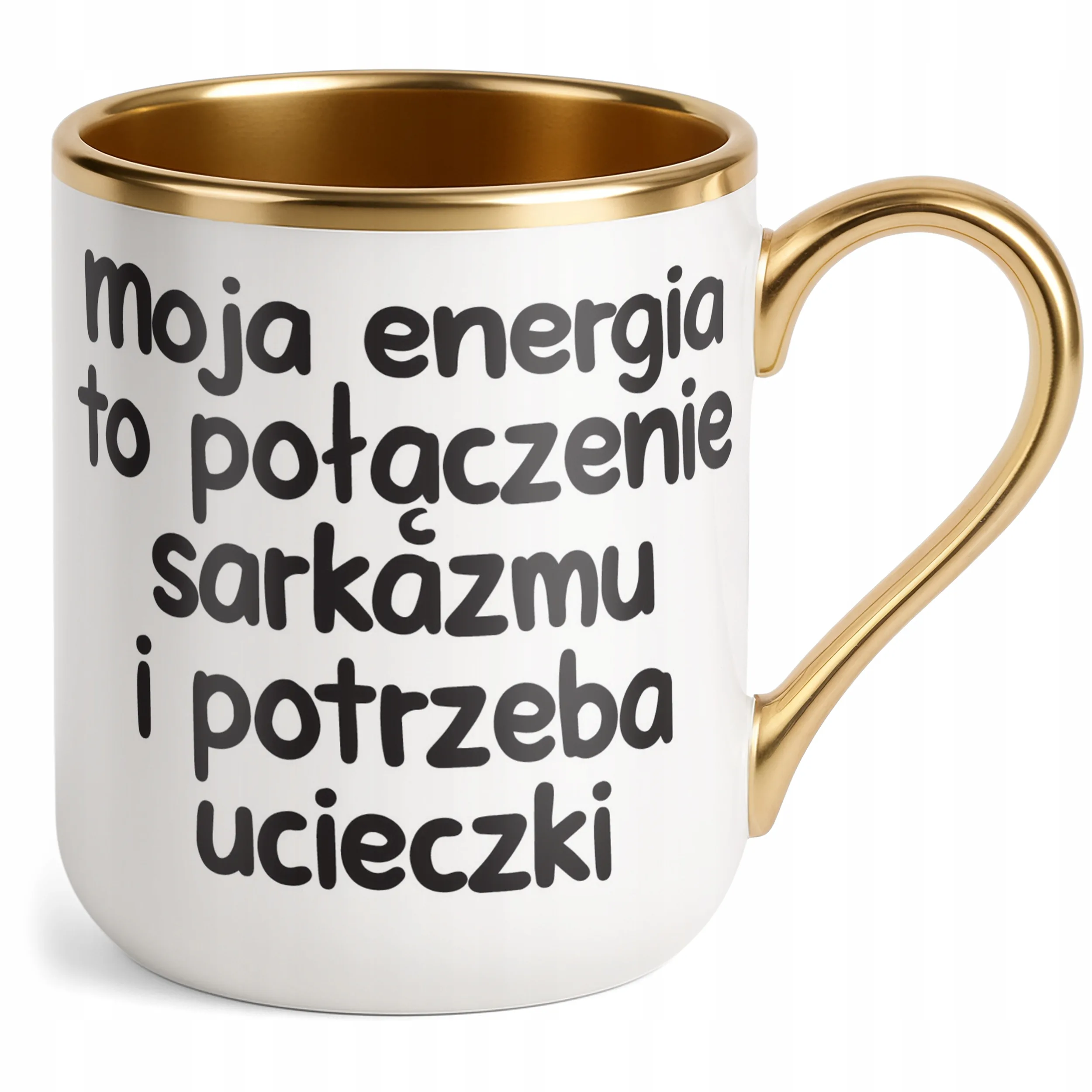 Kubek Premium Złoty Moja Energia To Połączenie Śmieszny Zabawny Prezent