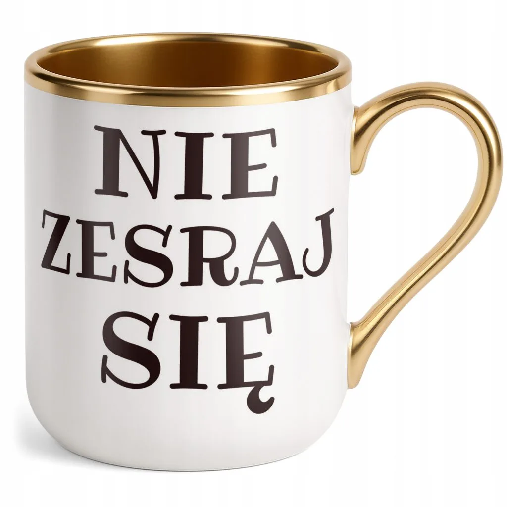Kubek Premium Złoty Nie Zesraj Się Śmieszny Zabawny Prezent