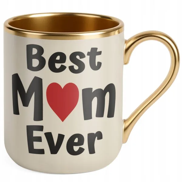 Kubek Premium Złoty Ecru Dzień Matki Best Mom Ever Prezent Dla Mamy