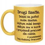 Złoty kubek brokatowy Drogi Szefie Dla Szefa Zabawny Prezent Praca