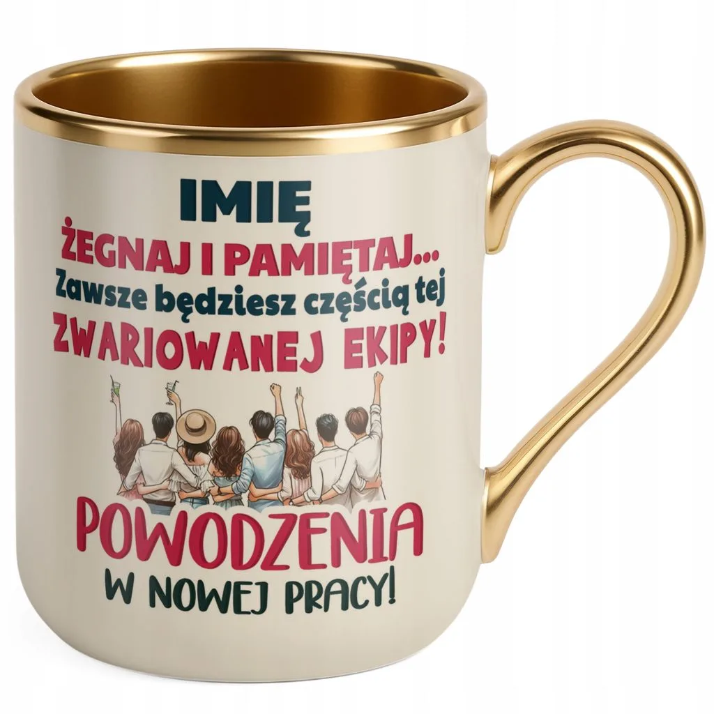 Kubek Premium Złoty Ecru Personalizowany Pożeganie Odejście z Pracy