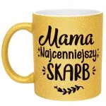 Złoty kubek brokatowy Dzień Matki Dla Mamy Mama Najcenniejszy Skarb