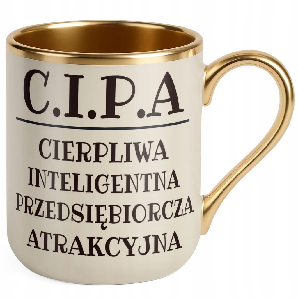 Kubek Premium Złoty Ecru C.I.P.A Dla Kobiety Śmieszny Prezent