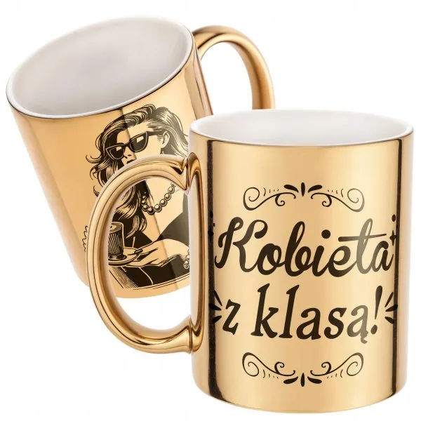 Złoty Kubek na prezent Dzień Kobiet Kobieta z Klasą Prezent