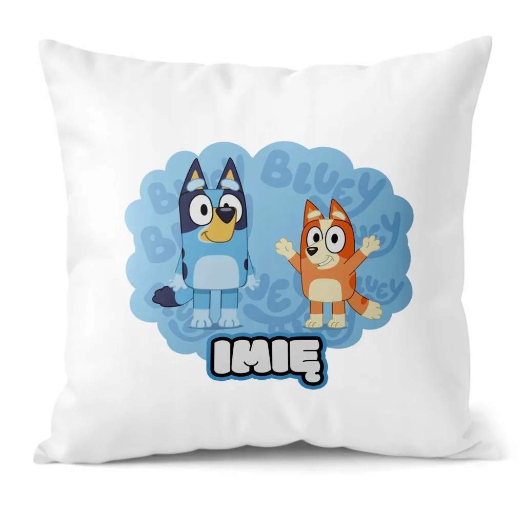 Poduszka 38×38 cm Bluey Pies dla Dzieci Personalizacja