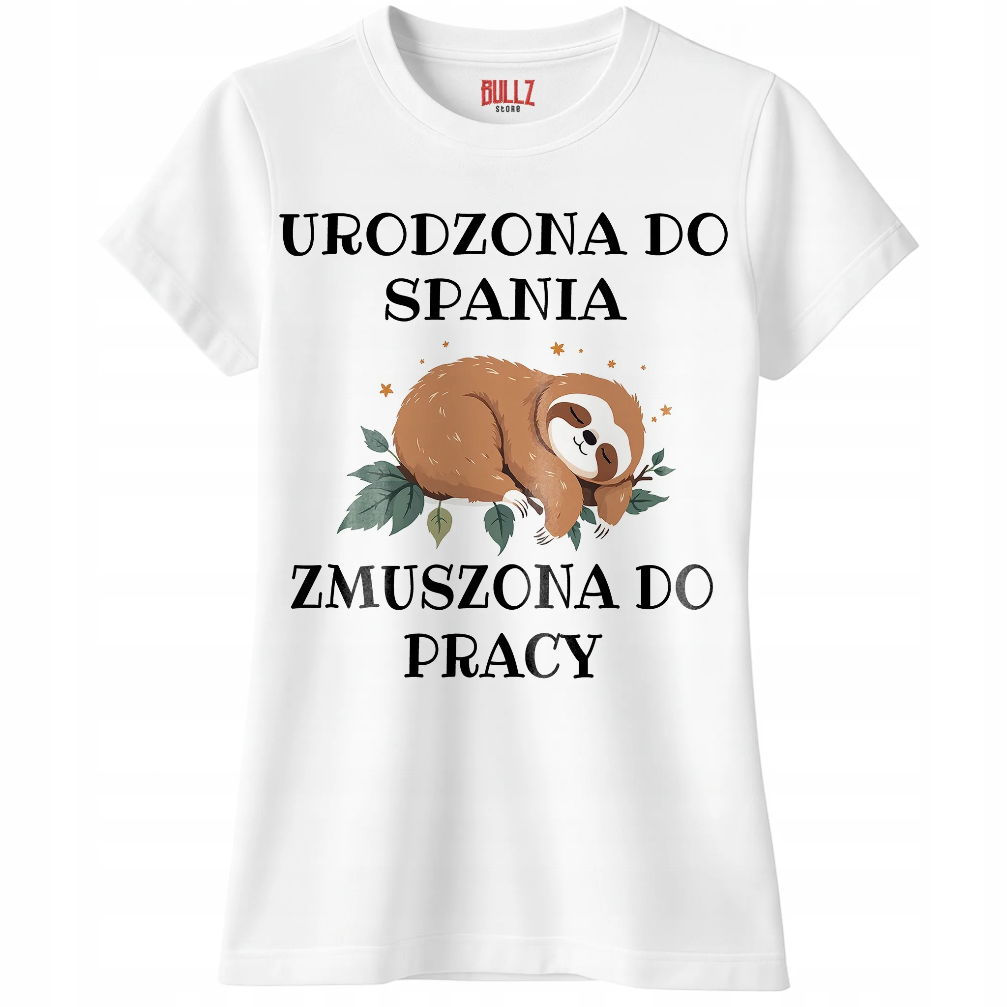 Koszulka biała damska Urodzona Do Spania Zabawny Prezent