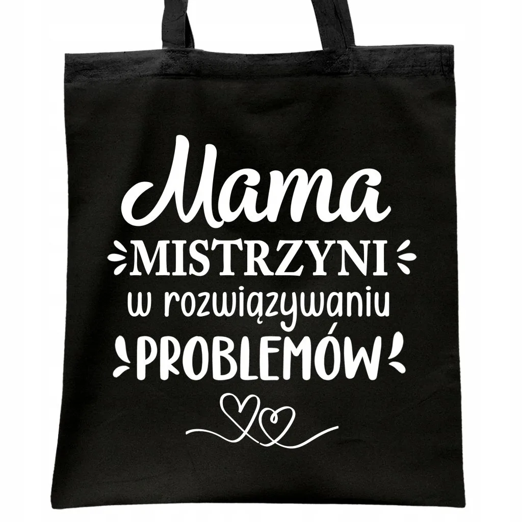 Torba bawełniana czarna na zakupy Dzień Matki Dla Mamy Prezent