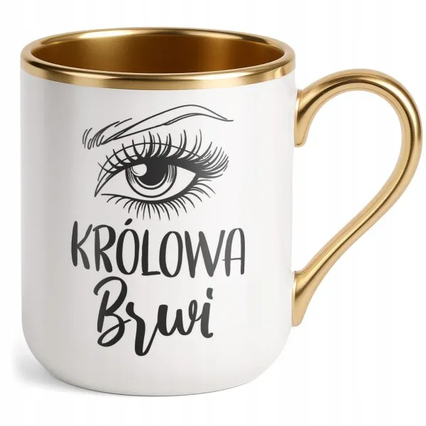 Kubek Premium Złoty Królowa Brwi Dla Stylistki Brwi Prezent Upominek