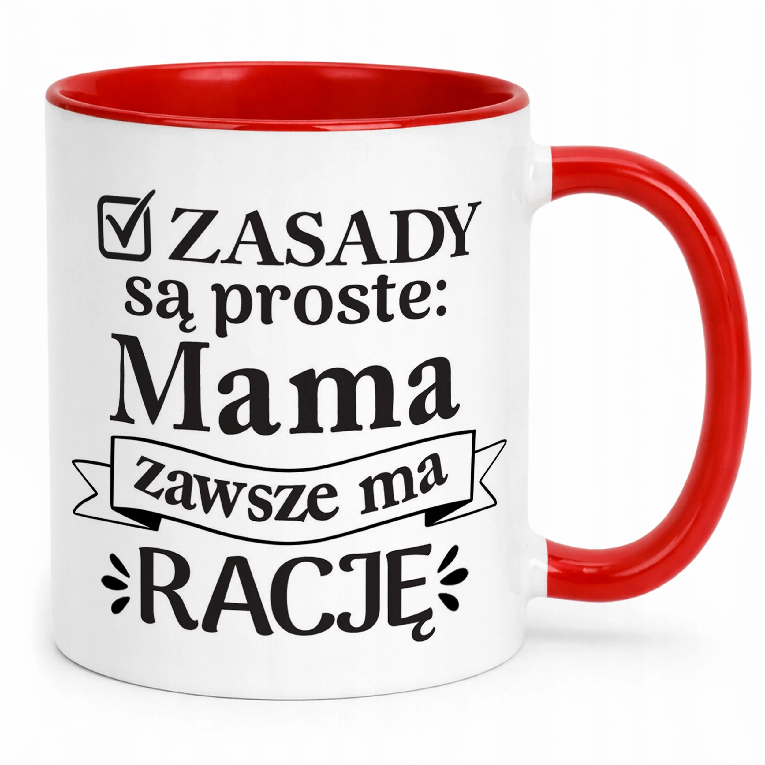 Kubek Czerwony Dzień Matki Dla Mamy Prezent Zasady Są Proste
