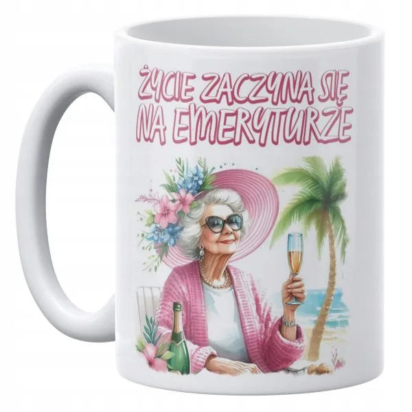 Kubek ceramiczny 330 ml Dla Emerytki Z Okazji Emerytury Prezent Zabawny