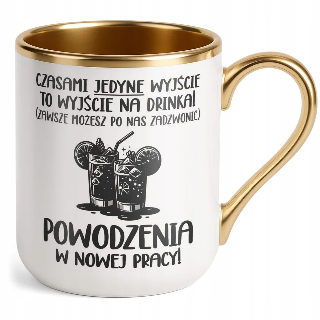 Kubek Premium Złoty Na Pożegnanie Odejście z Pracy Zabawny Prezent
