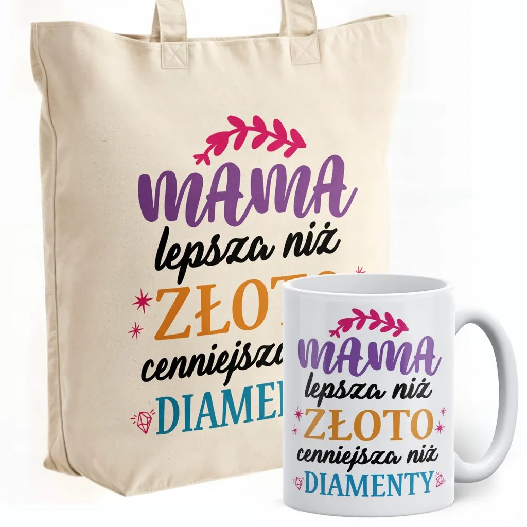 Zestaw Kubek + Torba Premium Dzień Matki Dla Mamy Prezent Upominek