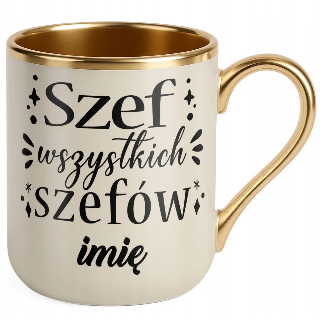 Kubek Premium Złoty Ecru Personalizowany Wszystkich Szefów Dla Szefa