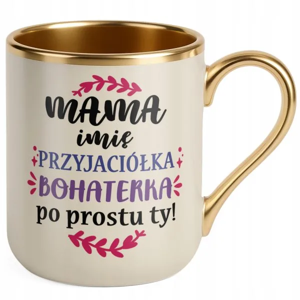 Kubek Premium Złoty Ecru Personalizowany Dzień Matki Dla Mamy