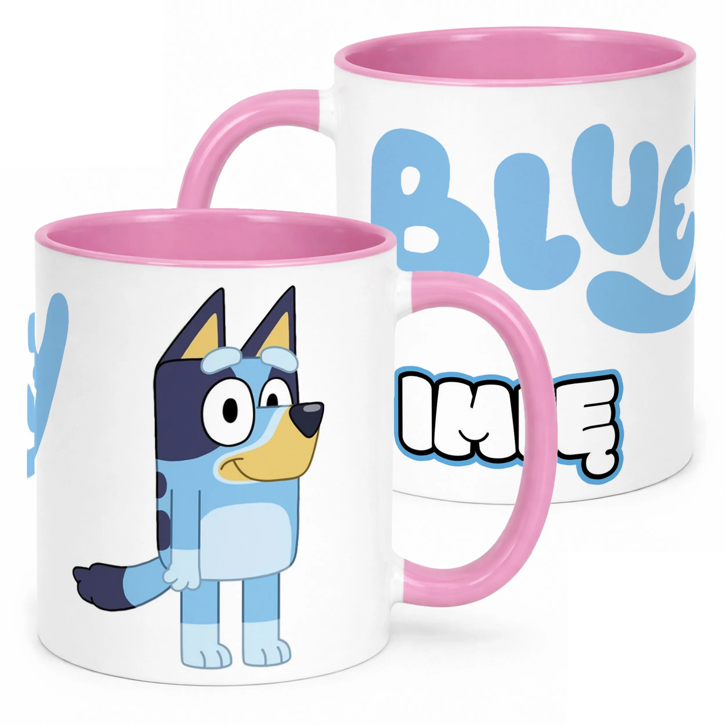 Kubek Różowy Personalizowany Bluey Bingo Dla Fana Dla Dzieci Prezent
