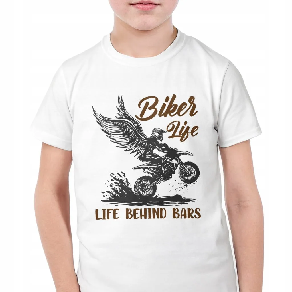 Koszulka biała dziecięca Bikes life behind bars dla fanów cross