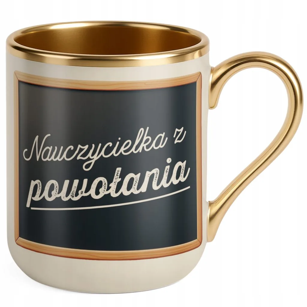 Kubek Premium Złoty Ecru Dzień Nauczyciela Dla Nauczycielki Prezent