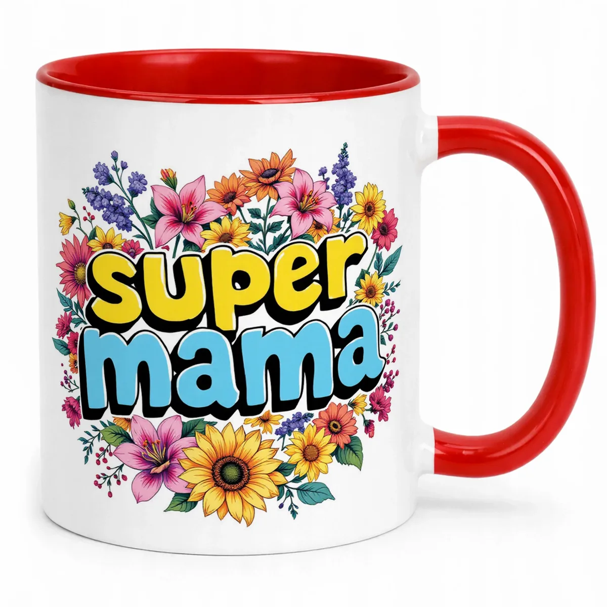 Kubek Czerwony Dzień Matki Dla Mamy Prezent Upominek Super Mama