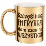 Złoty Kubek ceramiczny z okazji Emerytury Dla Emerytki Prezent Upominek