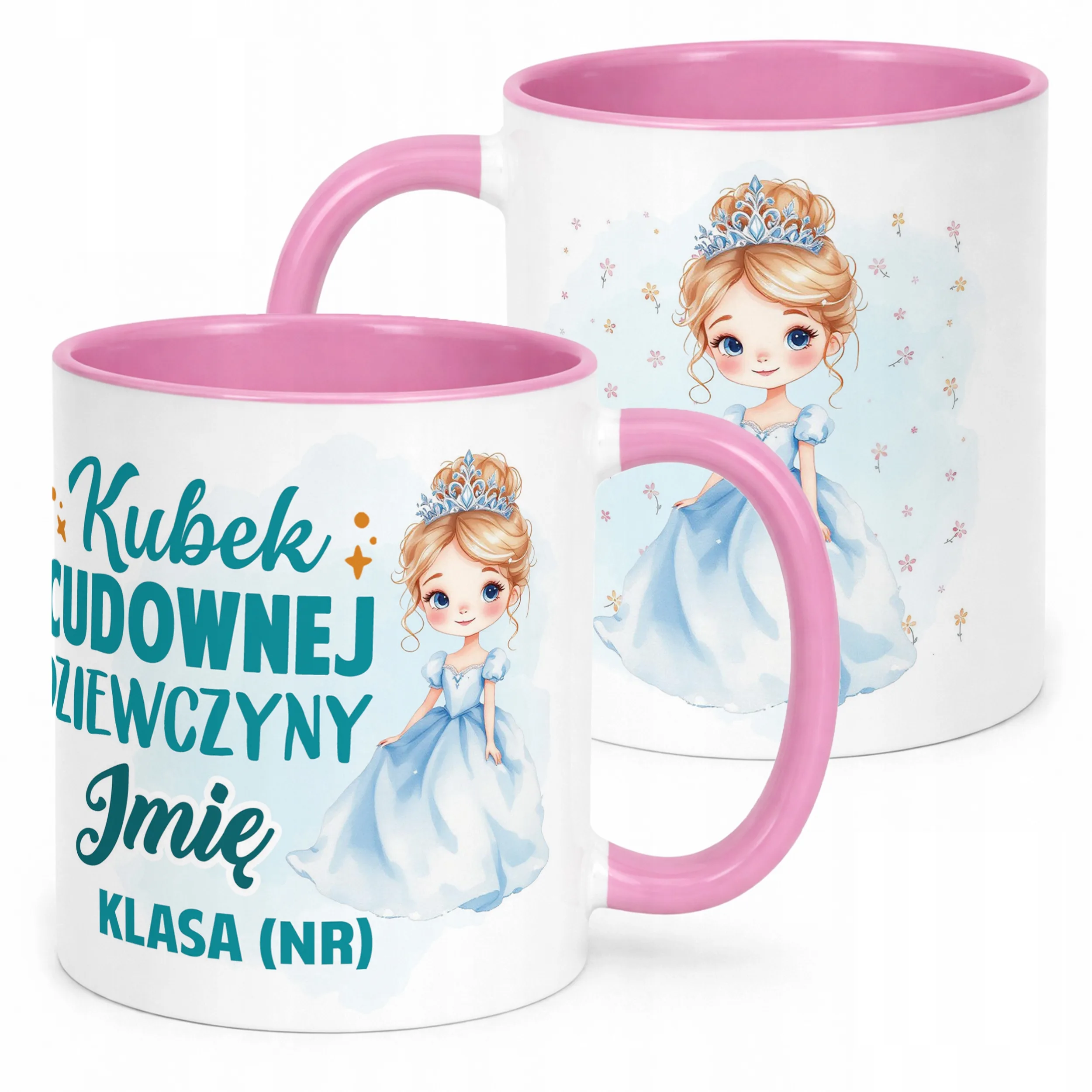 Kubek Różowy Z Imieniem Klasa Dzień Kobiet Dla Dziewczynki Prezent