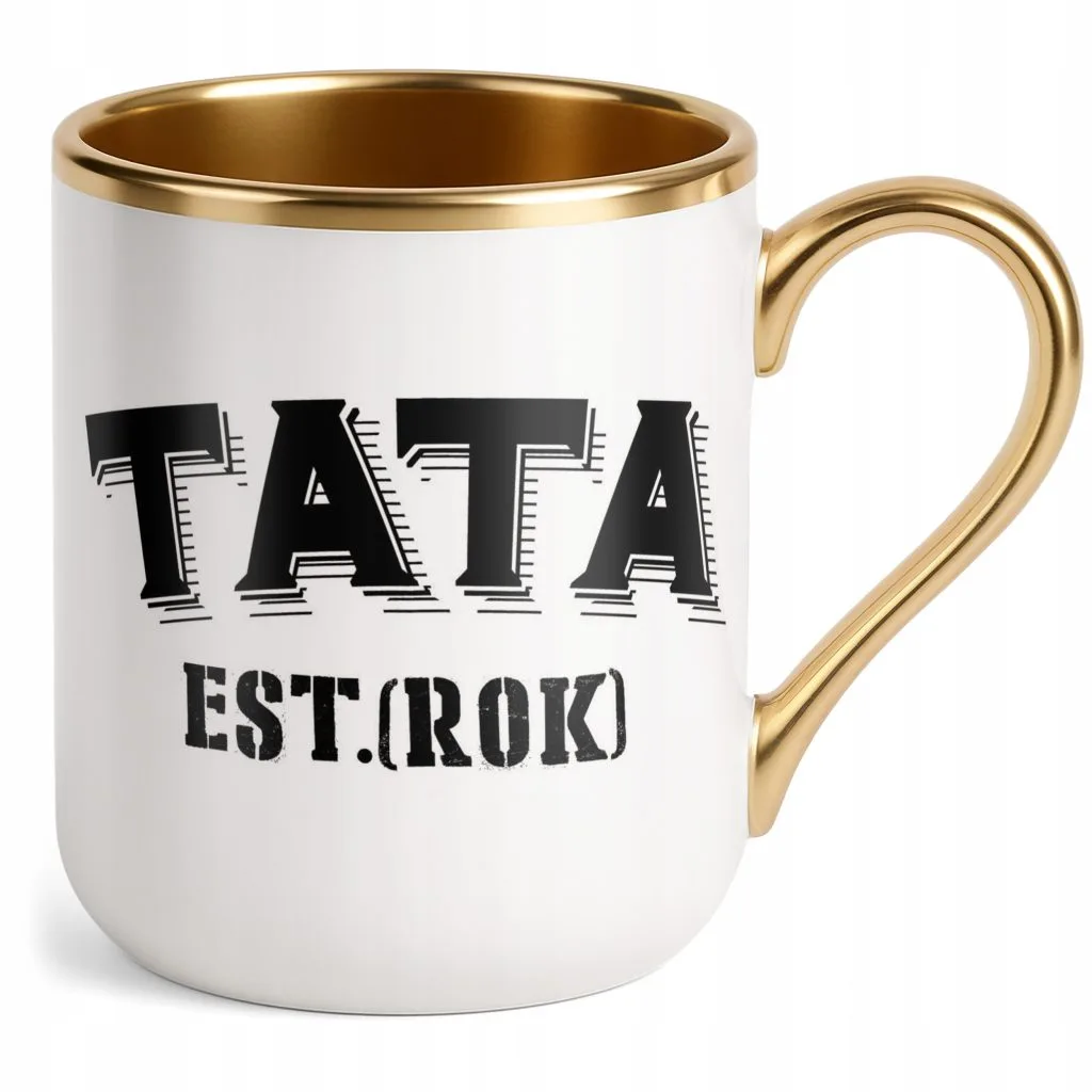 Kubek Premium Złoty Personalizowany Dzień Ojca Tata Rok Prezent