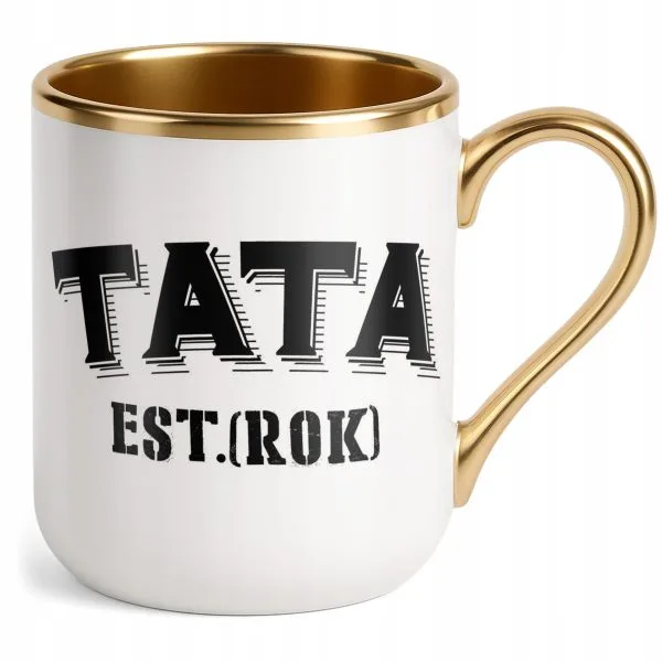 Kubek Premium Złoty Personalizowany Dzień Ojca Tata Rok Prezent