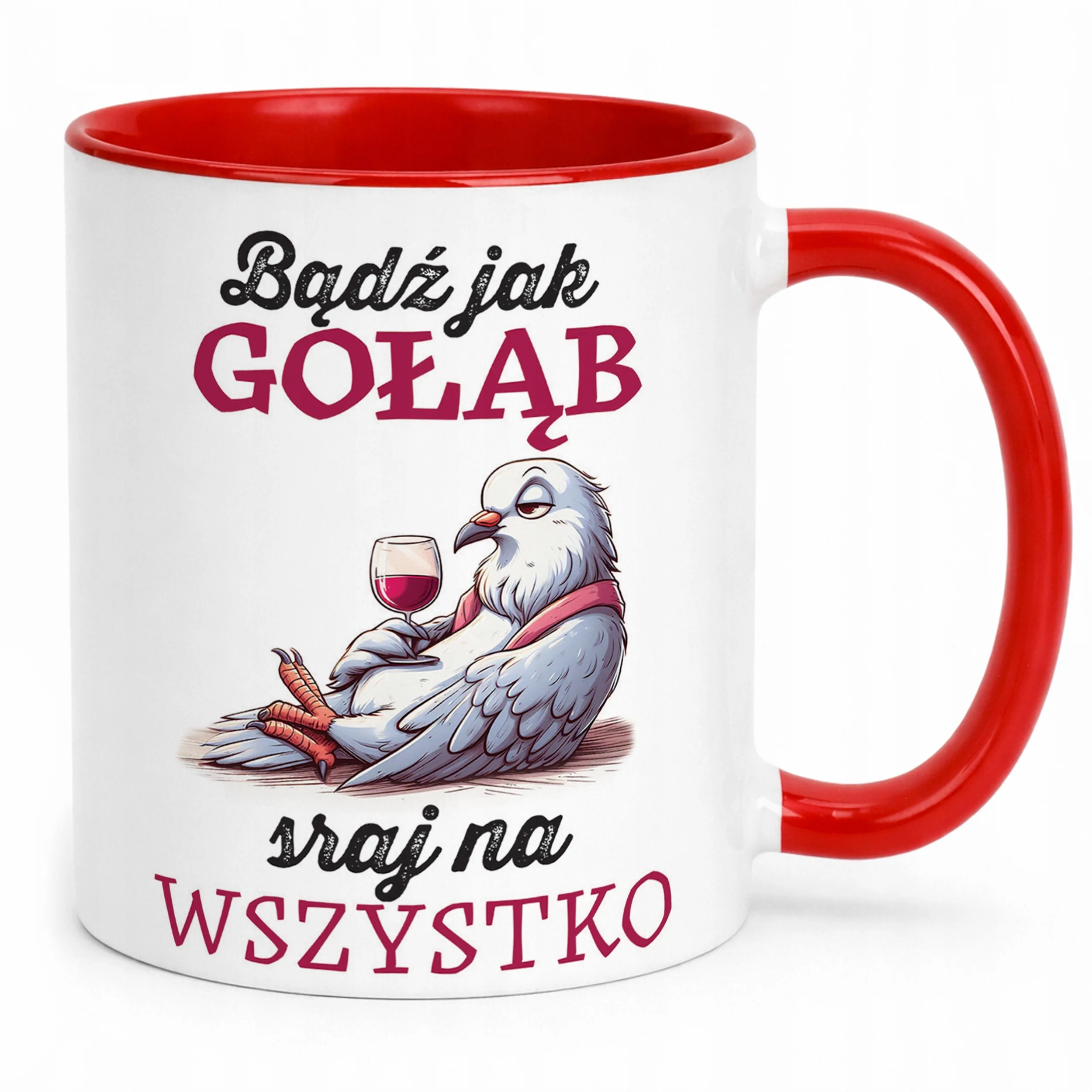Kubek Czerwony Dla Gołębiarzy Prezent Upominek Dla Hodowcy Gołębi