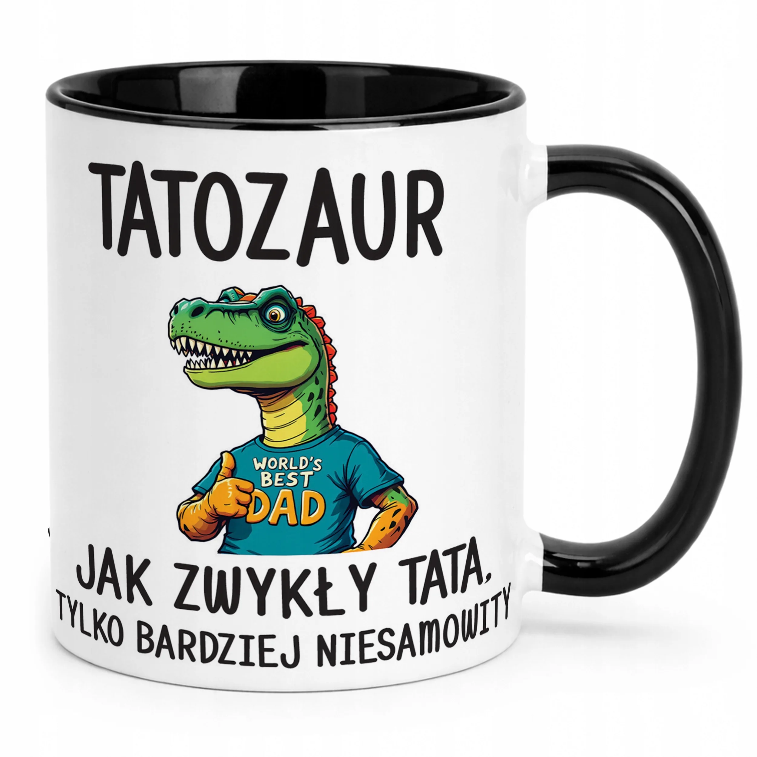Kubek Czarny Dzień Ojca Tatozaur Prezent Upominek Dla Taty