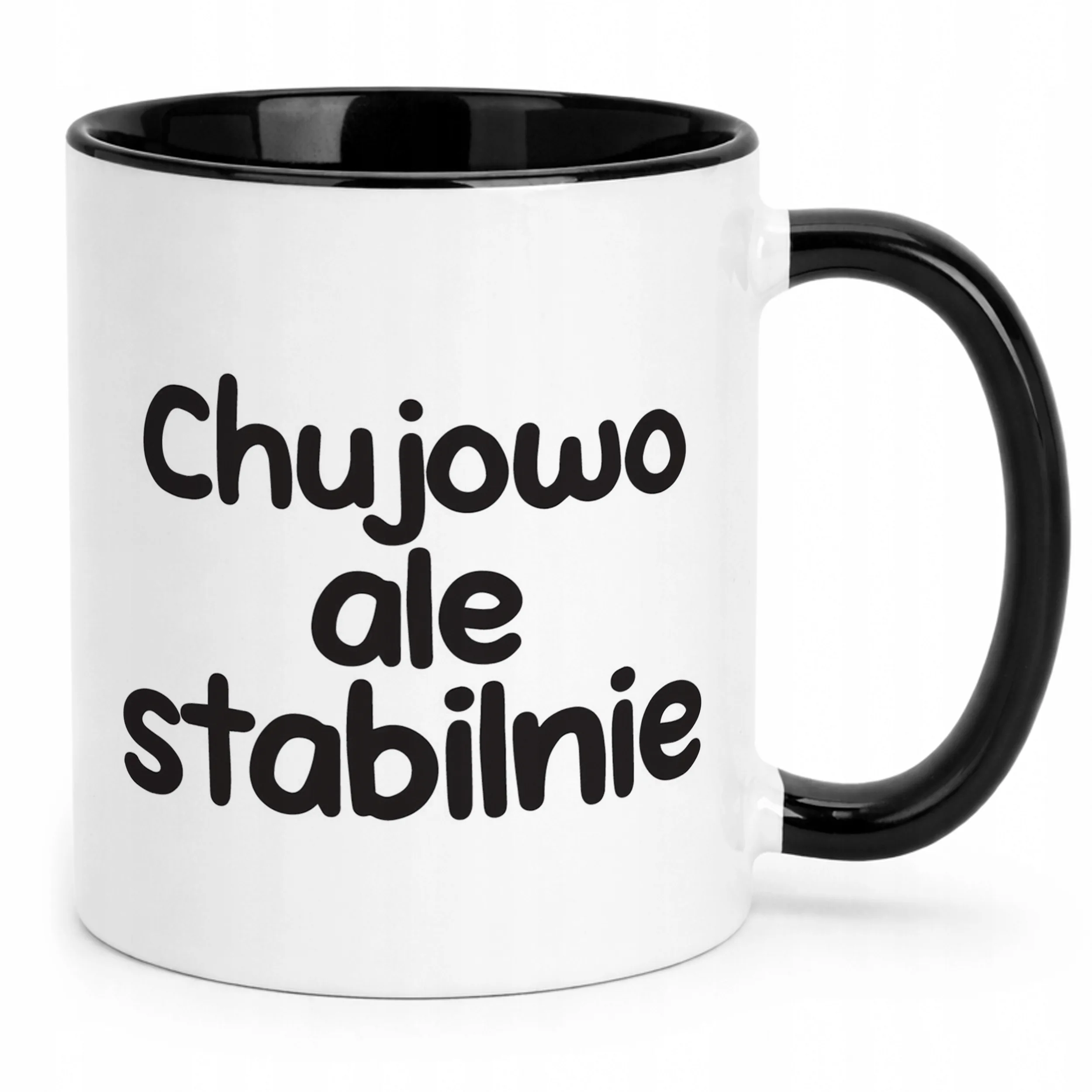 Kubek Czarny Chuj**o Ale Stabilnie Śmieszny Zabawny Prezent