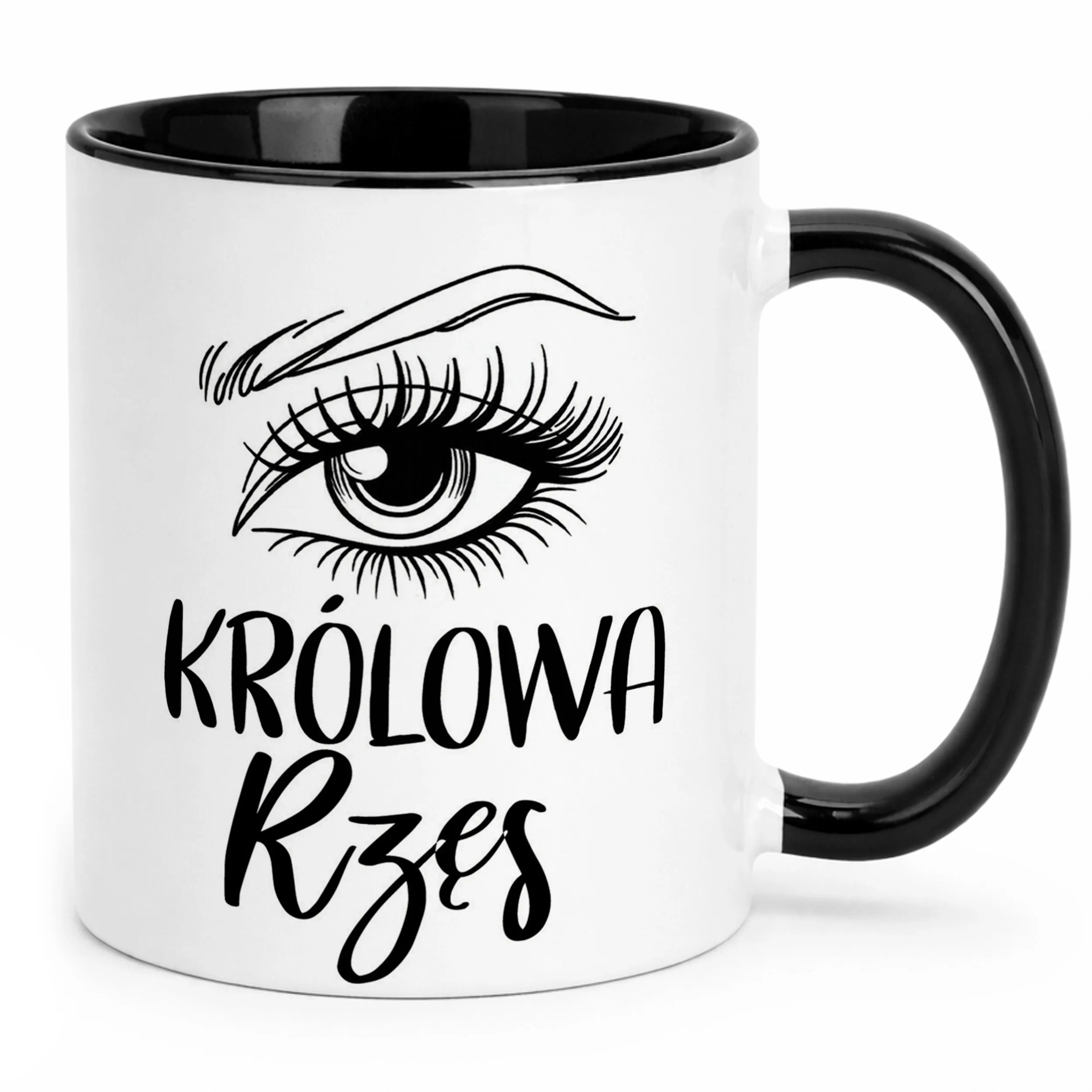 Kubek Czarny Królowa Rzęs Dla Stylistki Rzęs Prezent