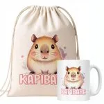 Zestaw Kubek + Plecak Kapibara Capybara Zwierzak Słodki Dla Dzieci Prezent