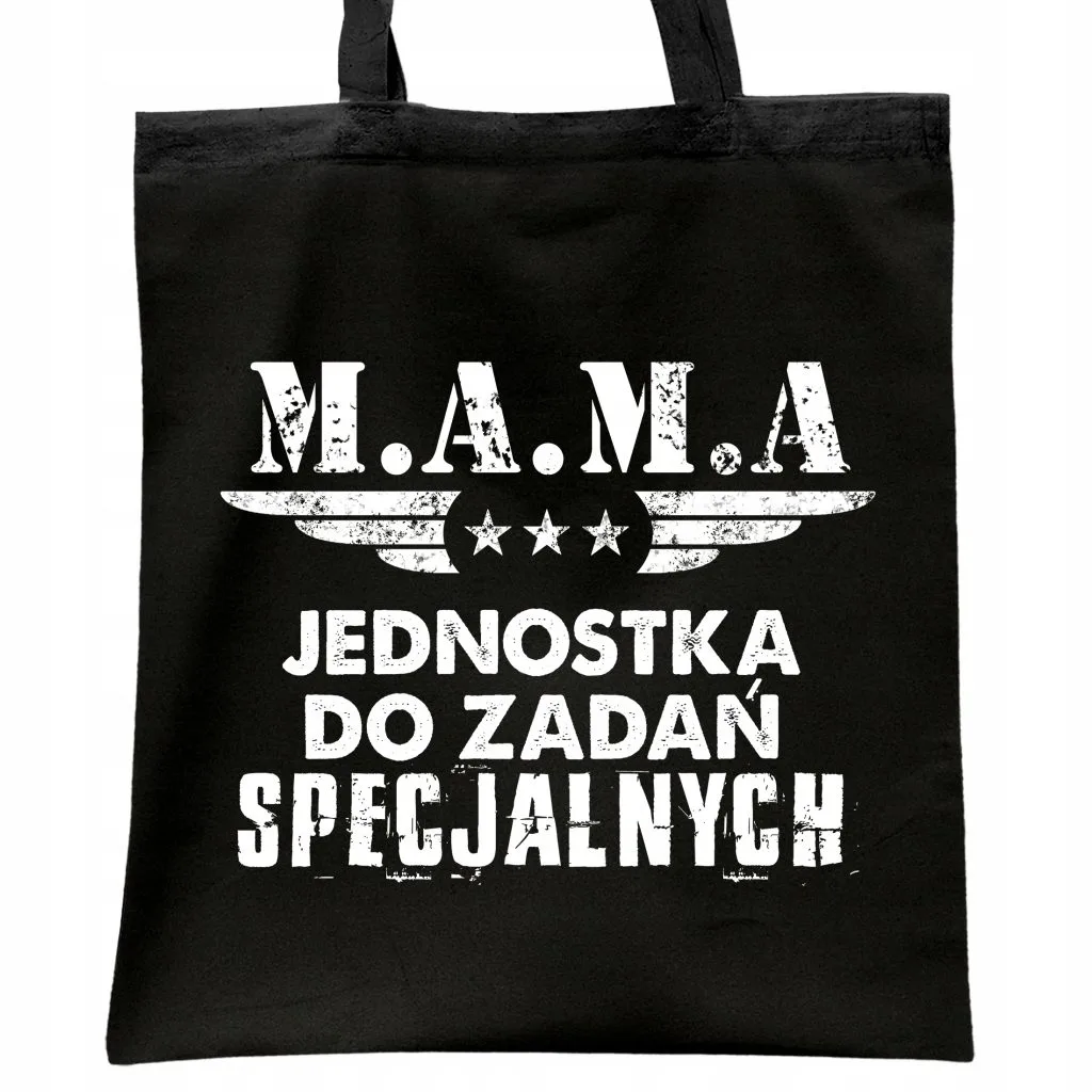 Torba bawełniana czarna na zakupy Dzień Matki Dla Mamy Prezent