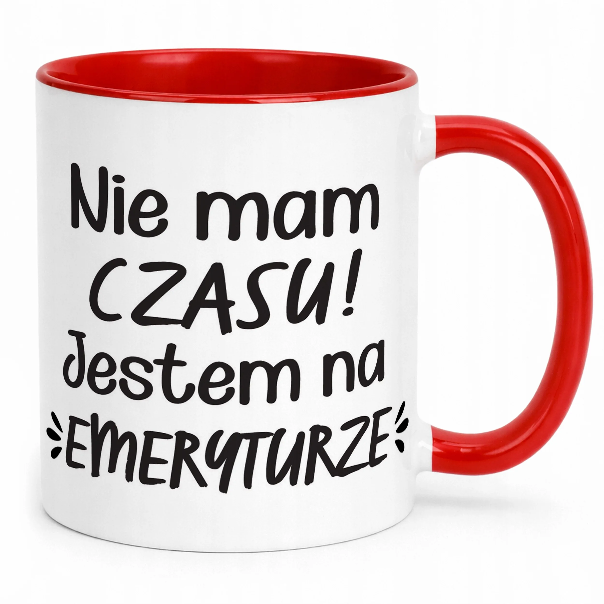 Kubek Czerwony z okazji Emerytury Dla Emeryta Emerytki Prezent Upominek