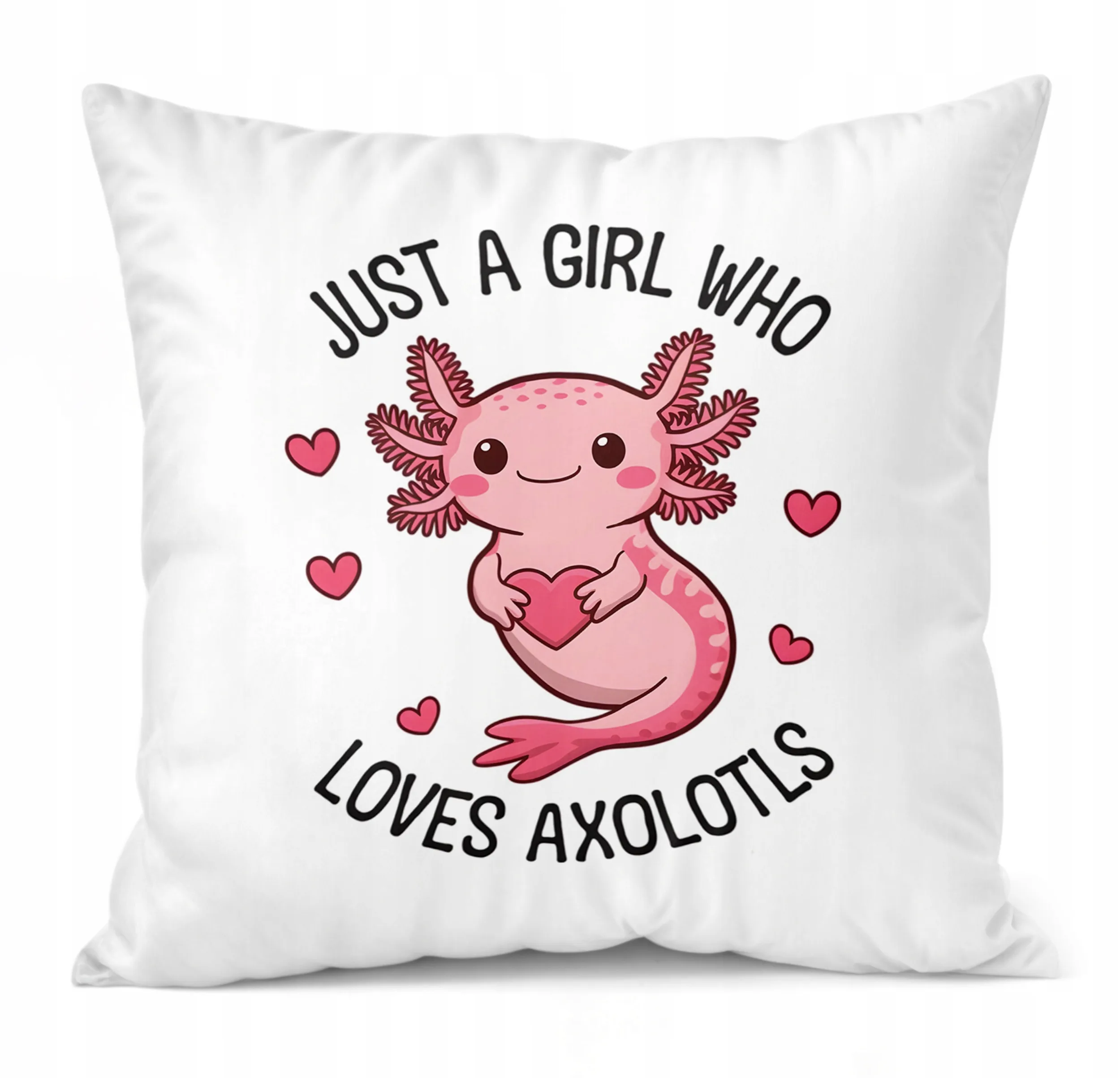 Poduszka 40×40 cm uśmiechnięty Aksolotl Axolotl Różowy Zwierzak Viral HIT