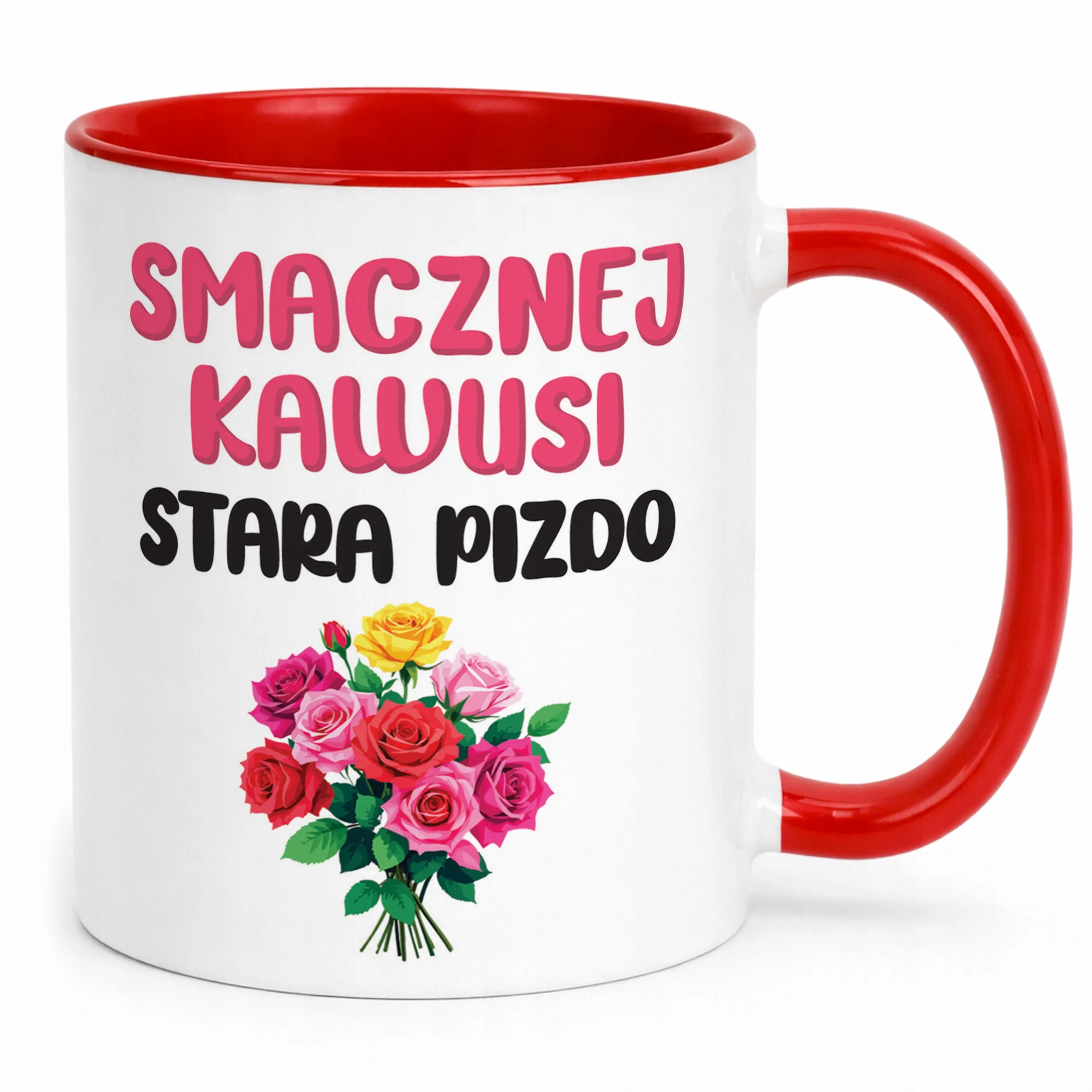 Kubek Czerwony Smacznej Kawus Stara Piz*o Śmieszny Zabawny Prezent