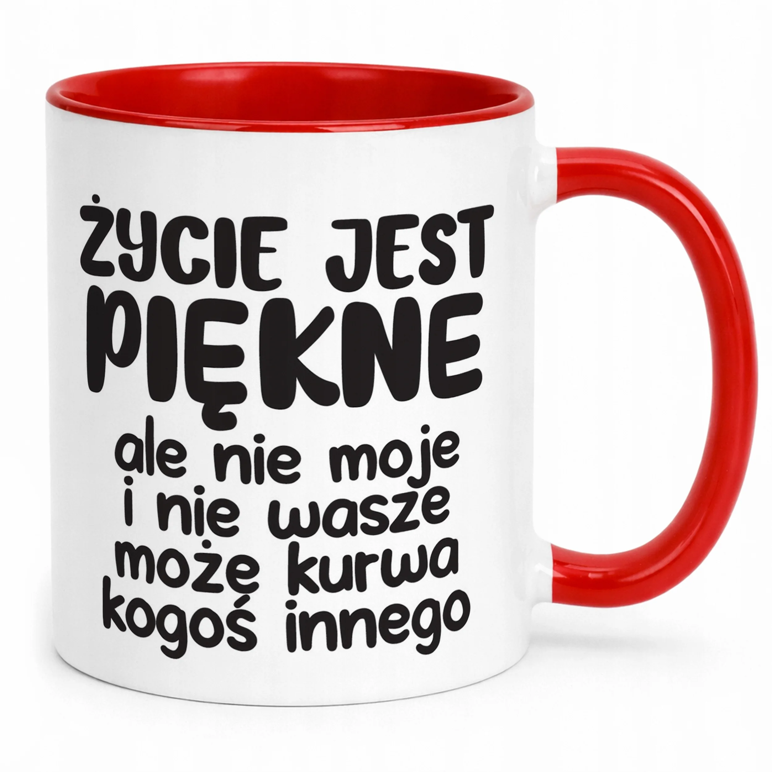 Kubek Czerwony Życie Jest Piękne Śmieszny Zabawny Prezent