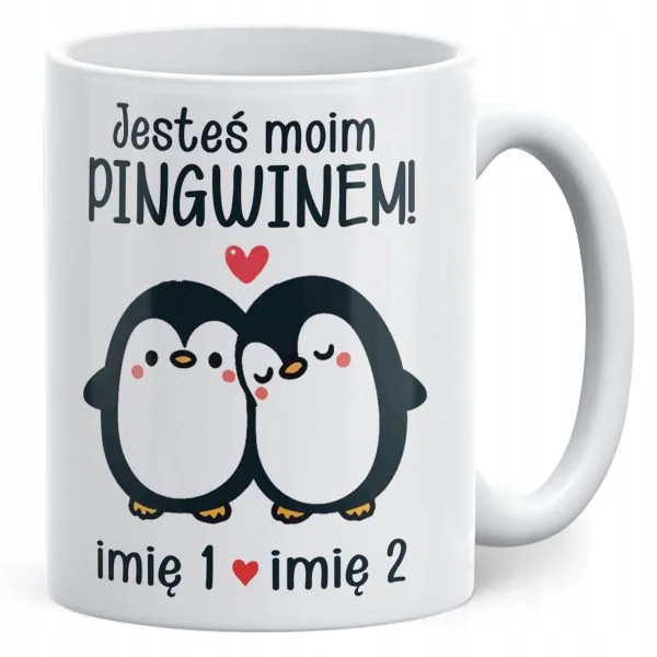 Kubek ceramiczny Personalizowany Walentynki Jesteś Moim Pingwinem