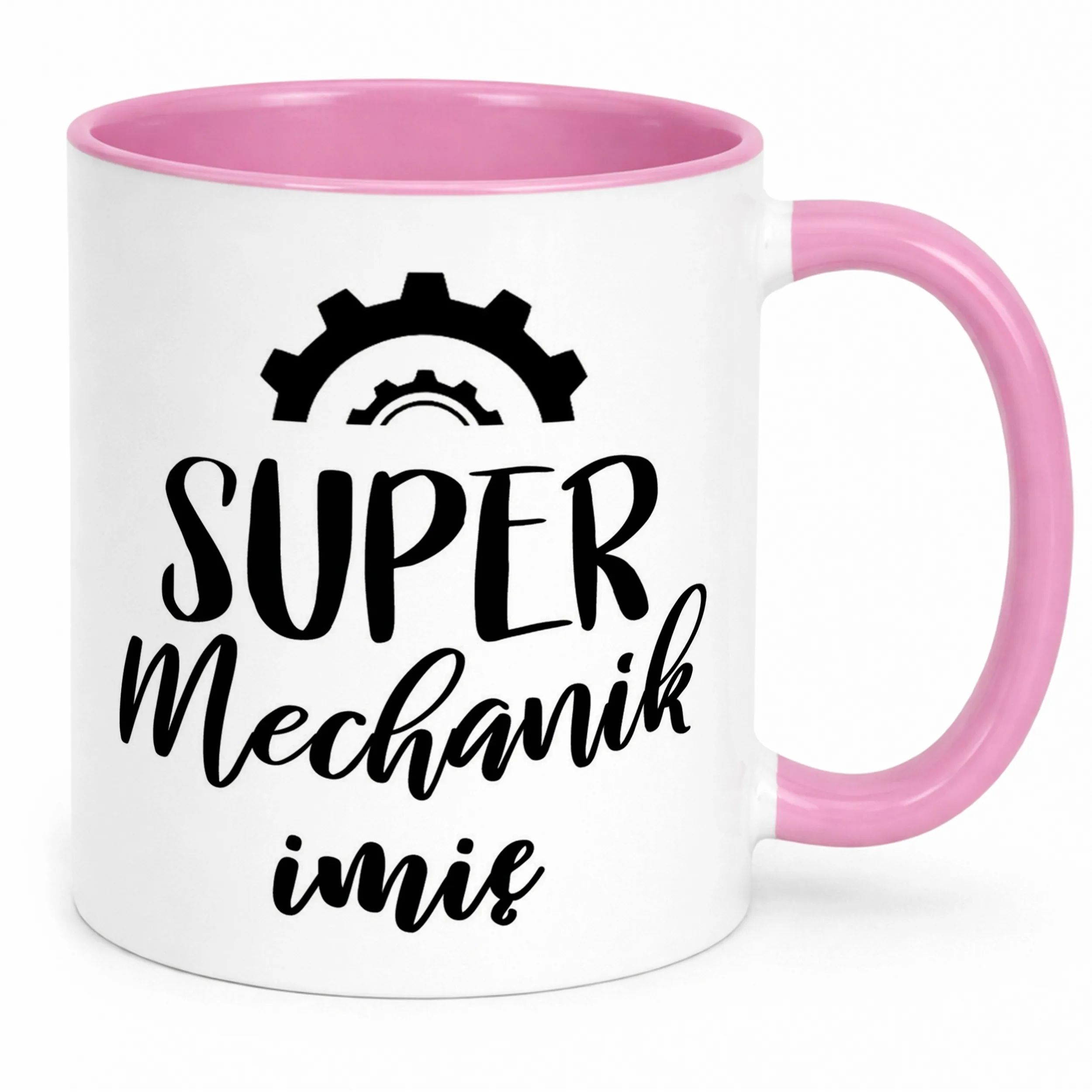 Kubek Różowy Personalizowany Super Mechanik Prezent Upominek