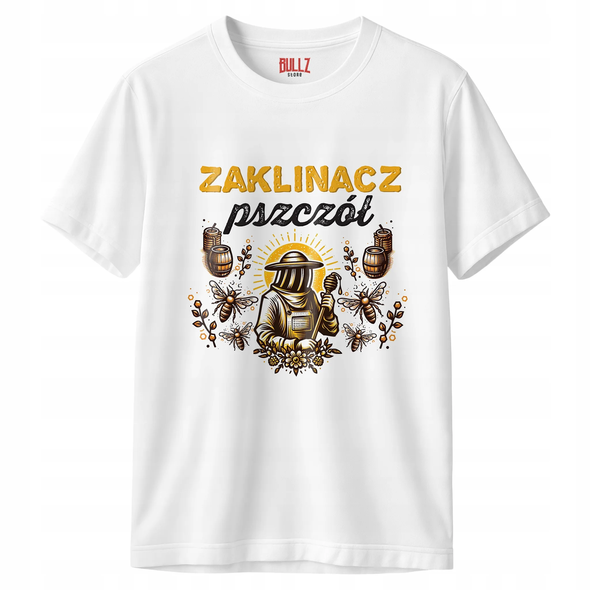Koszulka biała męska Zaklinacz Pszczół Pszczelarz Zabawny Prezent r. 3XL
