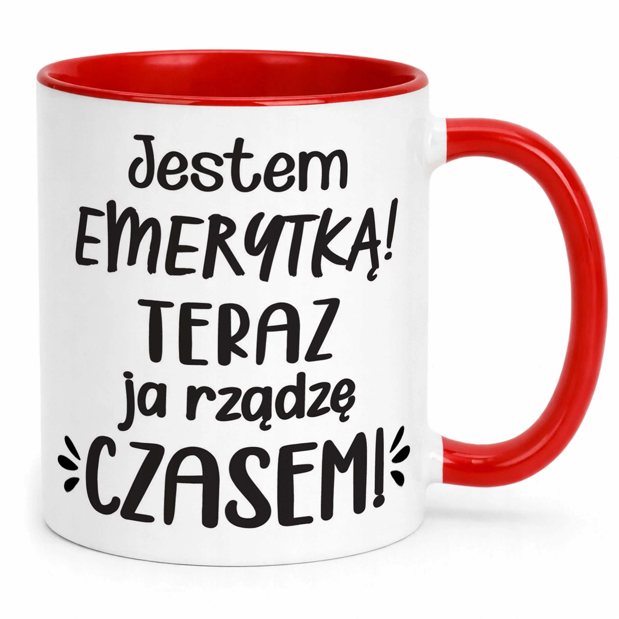 Kubek Czerwony z okazji Emerytury Dla Emerytki Prezent Upominek